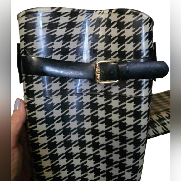 ☔️ Elegant Polo Ralph Lauren Houndstooth Women's Rain Boots Sz 7 - Picture 7 of 7
